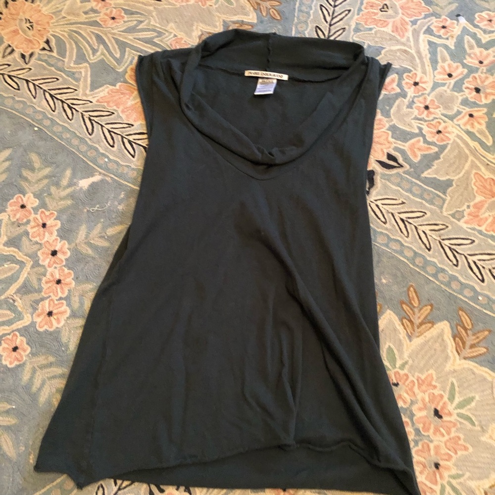 Prairie Underground Black Draped Neck Tank Top